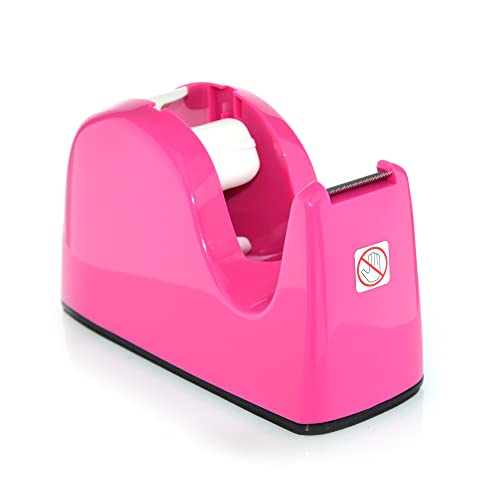 Dispensador de Cinta Adhesiva de Sobremesa -MEDIANO - REF.0517-R - muy Pesado, Alta Calidad y Apto para 33 y 66 mts. by Office Box (Fucsia)