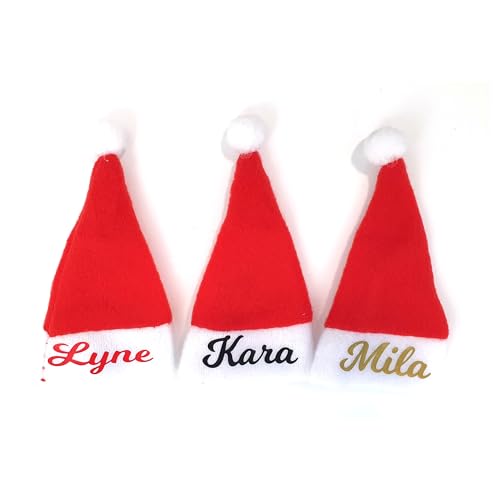 Générique - Porte couverts de noël à personnaliser avec le prénom porte fourchette cuillère couteau chapeau pere noel décoration pour la fête de noël porte-couverts en forme de chapeau de père noël