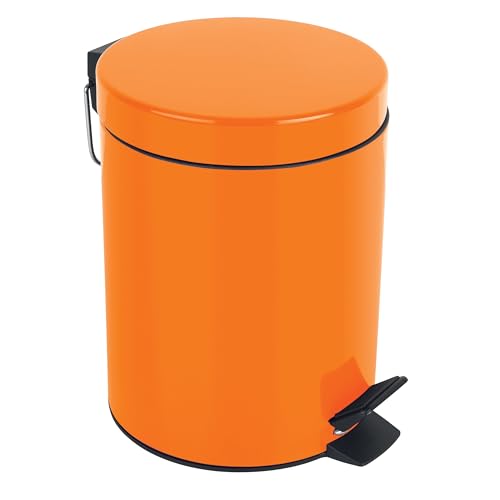Spirella - Poubelle à pédale Acier SYDNEY - Design Moderne, Ouverture Facile, Seau Intérieur Amovible - Accessoire Salle de Bain ou Cuisine - Orange - 3L