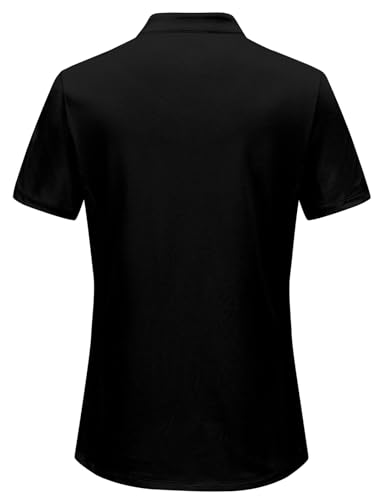BGOWATU Women's Golf Polo Shirts Short Sleeve Collarless Y-Neck Tennis Tops Quick Dry UPF 50+ Workout Shirt Lightweight2