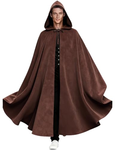 Medieval Cloak Costume with Hood Renaissance Costume Halloween Vintage Cloak Role Playing for Men Women