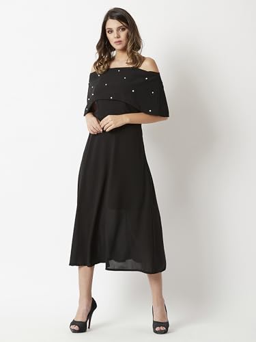 Image of Miss Chase Women's Round Neck Sleeveless Polyester Ruffled Knee- Length Dress