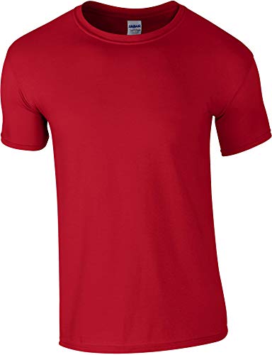 Gildan Mens Short Sleeve Soft-Style T-Shirt (S) (Red) - Image 4