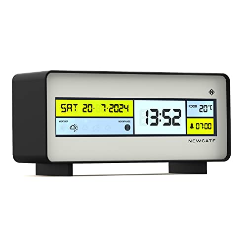 Newgate® Futurama Modern Lcd Alarm Clock - Bedside Clock - Desk Clock - Digital Clock - Digital Alarm Clock - Bedroom Accessories - Lcd Display - Office Clock - 12/24Hr Display - White #TOP1