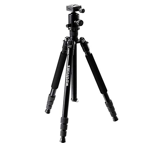 Wolffilms Profi Aluminium Stativ leichtes Reisestativ mit Kugelkopf Halterung für DSLR/DSLM Kameras und Smartphone Cover