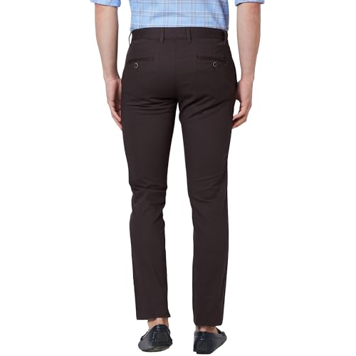 Image of Parx Men's Cotton Blend Solid Pattern Low Rise Tapered Fit Flat Front Casual Trouser