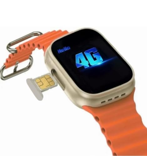 Image of Premium pro S8 Ultra 4G SIM Android Smart Watch Honeycomb Edition, 1.99 inch HD Display, Play Store, Maps, YouTube, Sports, Volte Calling, More Apps (4G SIM Supported) Extra Band (Orange and Black)
