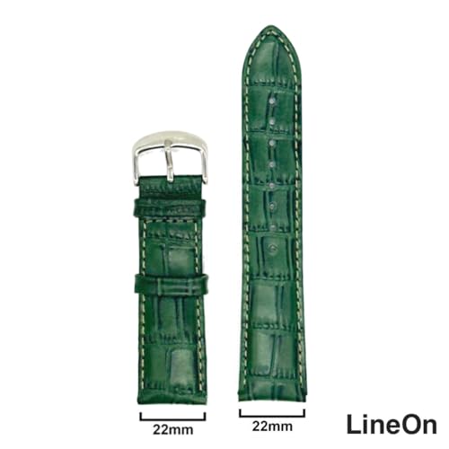 Image of Lineon 22mm Half Padded Leather Mens Watch Strap For Branded Watches Compitable with Titan, Timex, Casio, Sonata, Tool and Pins Include