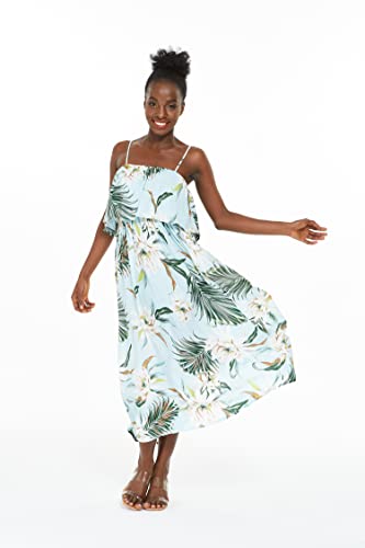 Image of Wispy Cereus Light Blue Family Matching Hawaiian Clothes | Family Matching Outfits • Soft Rayon Fabric • Tropical Floral Print • Vacation Ready • Luau Party Wear