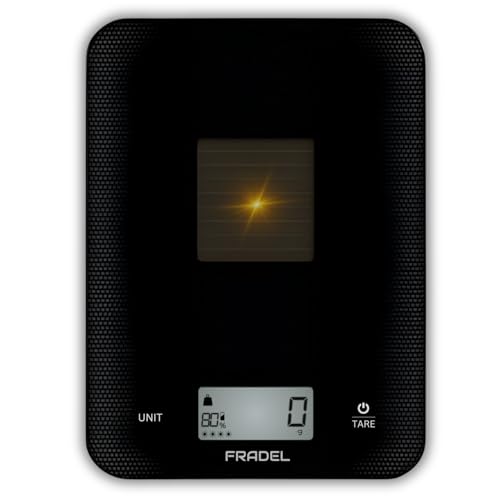 Fradel Solar Food Scale - No Batteries Required, 33lb, 1g Accuracy, Measures in Grams & Ounces