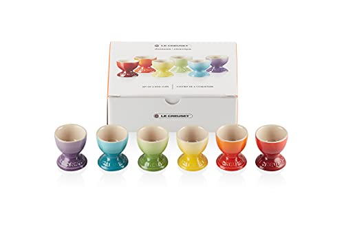 LE CREUSET Eierdopjes van aardewerk in de kleuren van de regenboog, set van 6, kersen, vulkanisch, zonnegeel, palmgroen, groenblauw en ultraviolet - Image 4