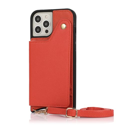 Lanière chaîne et étui portefeuille miroir pour iPhone 13 aux finitions soignées
