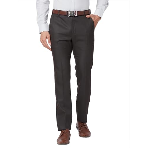 Image of Raymond Slim Fit Poly Viscose Blend Structure Pattern Flat Front Formal Trouser