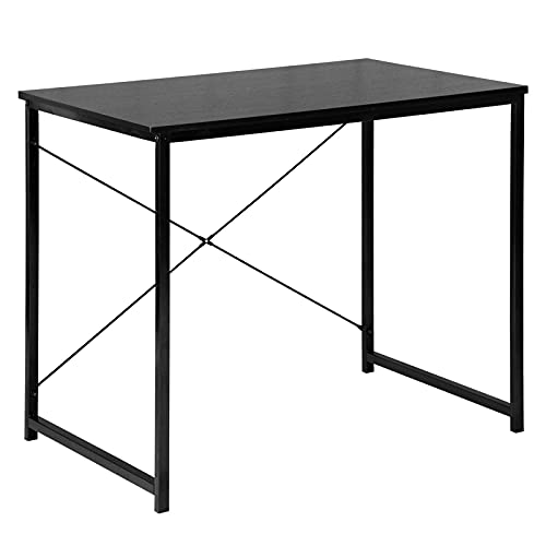 WOLTU Mesa Escritorio, Mesa Oficina Estudio, Escritorio Esquinero, Mesa Gaming Rectangular, Escritorio de Madera para Despacho Oficina en Casa, Mesa Negro, Estructura Metálica,100x50x75 cm