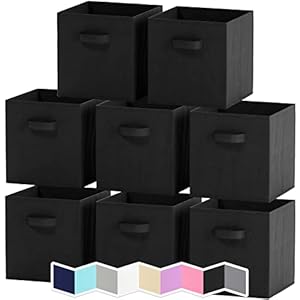 Royexe Cube Storage Baskets for Organizing – 11 Inch – Set of 8 Heavy-Duty Storage Cubes for Storage and Organization, Makes The Perfect Bins for Cubby Storage Boxes Or Cube Storage Organizer (Black)