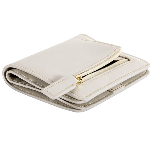 Image of Itslife Women's Rfid Blocking Small Compact Bifold Leather Pocket Wallet Ladies Mini Purse with id Window (White)