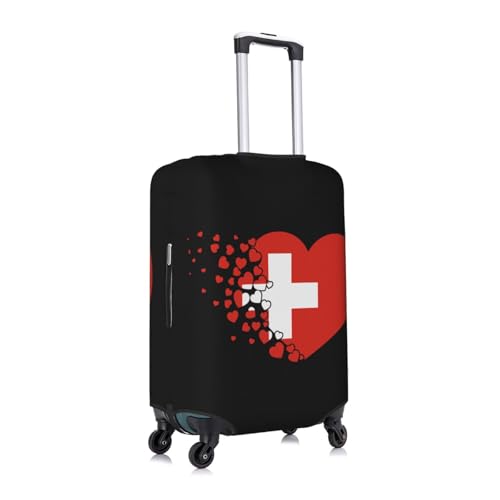 Switzerland Switzer Helvetian Heart Shaped Flag Travel Luggage Cover Washable Suitcase Case Suitcase Protector Fit Luggage Cover Small3