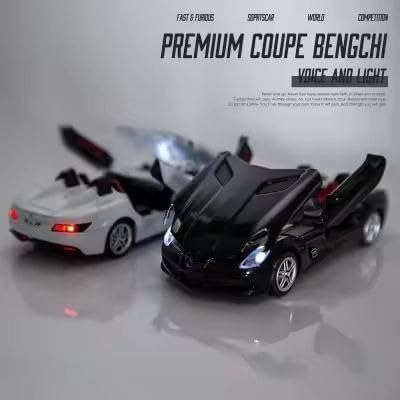 Image of 1 /32 Merceedes Benz SLR AMG GT Future Model Car - Exclusive Alloy Metal Pullback Toy with Openable Doors, Lights, and Music for Kids (1:32 Merceedes SLR- Silver)