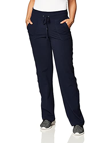 Danskin Women's Plus Size Straight Leg Drawcord Athletic Pants, Midnight Navy, 1X