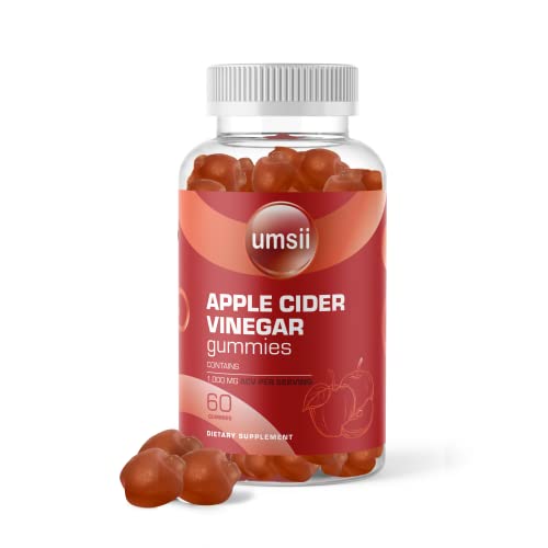 umsii Apple Cider Vinegar Gummies | 1,000 mg Organic Extract | for Men & Women | 60 Count | Made in The USA