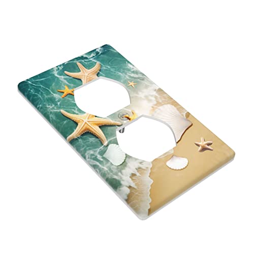 Starfish Duplex Outlet Cover Wall Plates Decorate Outlet Covers For Electrical Outlets Switch Plate Decorative Wallplate Plug Cover 4.5 * 2.76 Inches #TOP2