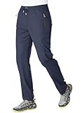JHMORP Men's Stretch Athletic Workout Pants Sweatpants Lightweight Quick Dry Outdoor Hiking Track Casual Pants with Zipper Pockets (Navy,CA XL)