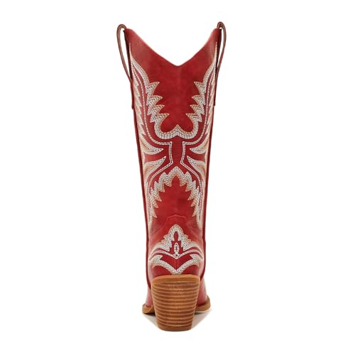 Image of Cowboy Boots for Women - Embroidered Western Cowgirl Boots with Fashion Snip Toe, 1.75-Inch Low Block Heel and All-Day Comfort Fit