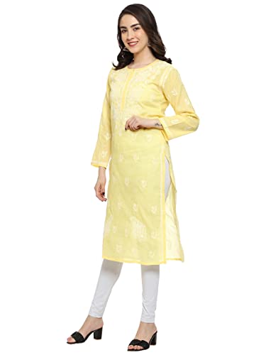 Image of Ada Hand Embroidered Lucknowi Chikankari Cotton Kurta for Women A133488