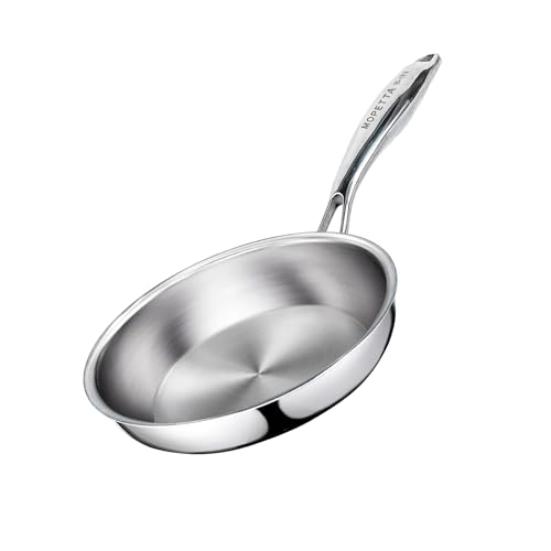 Image of mopetta 8 inch Tri-Ply Stainless Steel Frying Pan,No Coatings PFOA&PTFE Free Skillets,Chef