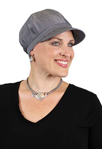 Image of Newsboy Cap Summer Hats for Women Cotton Cancer Headwear Chemo Hair Loss Head Coverings Brighton