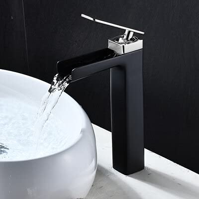 Mitigeur de bassin haut de gamme cascade or brossé pour évier au design épuré