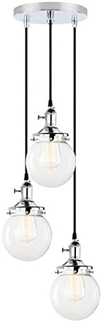 PathsOn Industrial Modern Vintage Loft Bar Edison Ceiling Pendant Lights Fitting Chandelier 3 Lights Hanging Light Fixture for Living Room Dining Room Bedroom (Bronze)