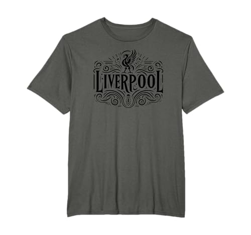 Liverpool England Ornate Black Print T-Shirt