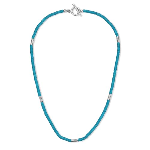 Image of COAI Healing Crystal Blue Beaded Necklace for Men, Turquoise Beaded Necklace for Men 50cm