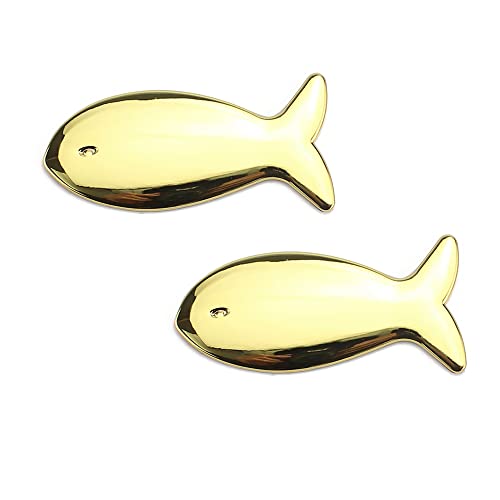 Image of YSY 2Pcs 3D Fish Zinc Alloy Emblem Totem Logo Badge Car Sticker Auto Decoration Car Body Decal Automobile Accessories(A) (3D Fish, Gold)