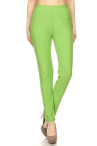 Image of Leggings Depot Women's Cotton Blend Stretch Pull-on Jeggings Casual Pants with Pockets (Available in Plus Size)