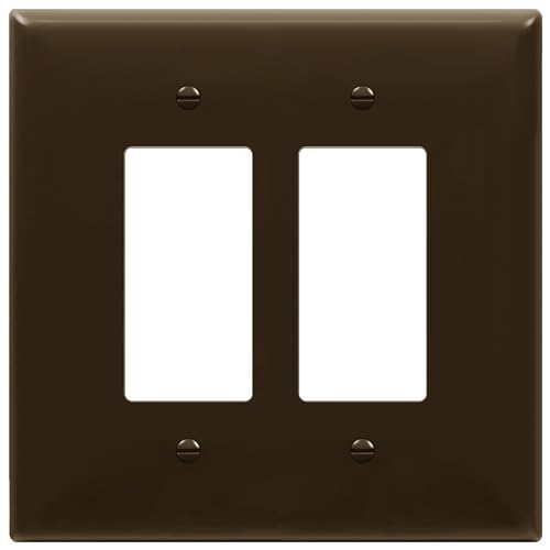 Image of ENERLITES 2-Gang Brown Oversize Decorator Switch Outlet Wall Plate Cover
