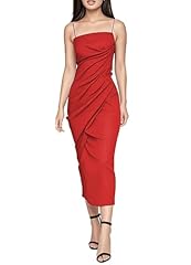 Red Midi Evening Party Dress