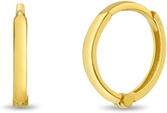 14k Yellow Gold Timeless Hoop Earrings For Young Girls & Preteens - Classic Children Hoop Earrings - Hypoallergenic Hoop Earrings For A Child