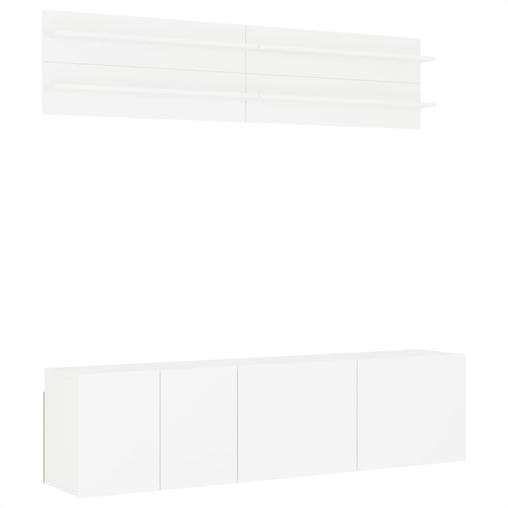 Ensemble meuble TV blanc 6 pièces en bois suspendu moderne pour salon