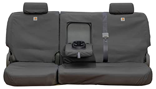 Covercraft Carhartt SeatSaver Custom Seat Covers | Fits 2007-2013 Chevrolet Silverado/GMC Sierra 1500 & 2007-2014 2500/3500 Crew Cab | 2nd Row 60/40 Bench Seat, Duck Weave Gravel