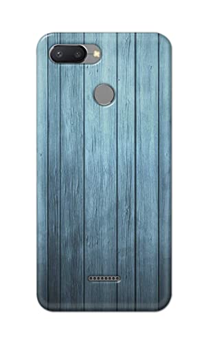 Image of Printed Hard Back Cover Case for Mi Redmi 6 Back Cover (Wooden Blue) -1302