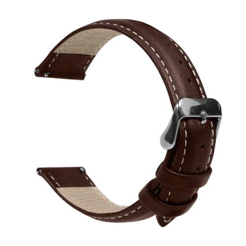 OcioDual Uhrenarmband 22mm Leder Dunkelbraun, Lederarmband Uhr Herren, Uhrenarmbänder für Herren, Weißer Faden, Uhrenarmband 22mm für Smartwacth Damen, Schnellverschluss, Armband Smartwatch