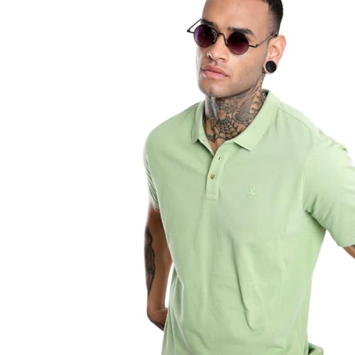 Image of WROGN Men's Pure Cotton Polo T-Shirt | Solid | Slim Fit