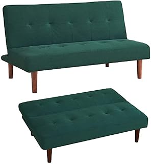 INMOZATA Sofa Bed Green 2 Seater Occasional Sofa Linen Fabric Single Corner Sofa Couch Settee Recliner Sleeper Sofa for Living Room Bed Room (Green)