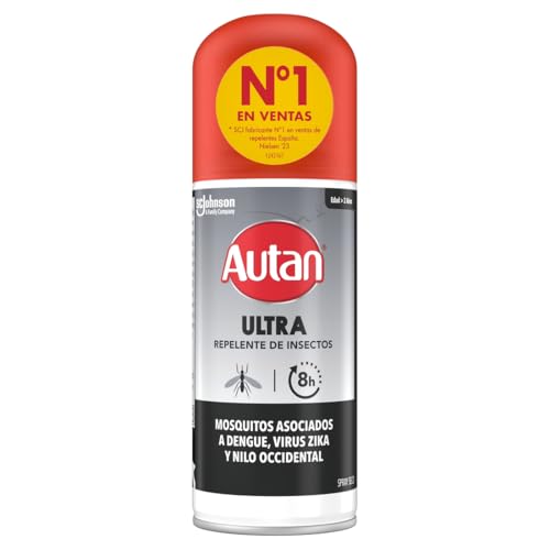 Autan Ultra Repelente de Insectos, Spray Fuerte Anti Mosquitos, Apto Para Viajeros, Con Icaridina, Hasta 8 h de Protección Contra Mosquitos, 1x100 ml