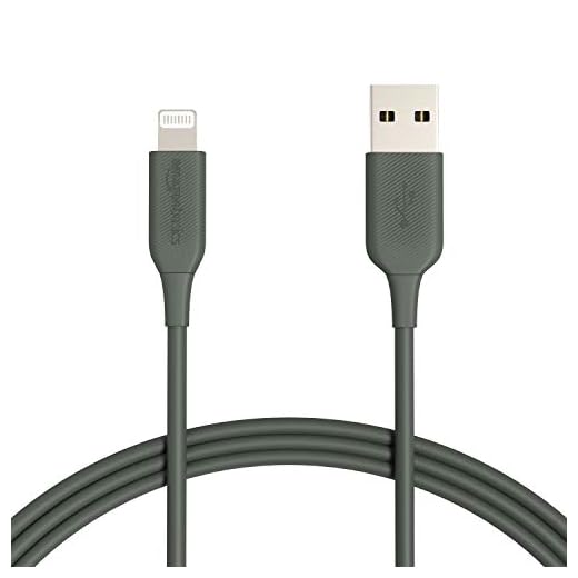 Amazon Basics ABS USB-A to Lightning Cable Cord, MFi Certified Charger for Apple iPhone, iPad, Midnight Green, 6-Ft