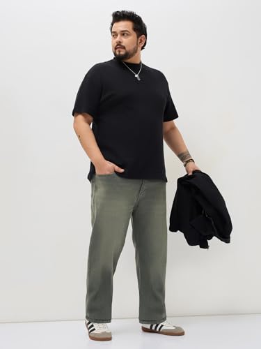 Image of Urbano Plus Men's Regular Fit Heavy Washed Denim Jeans Stretchable