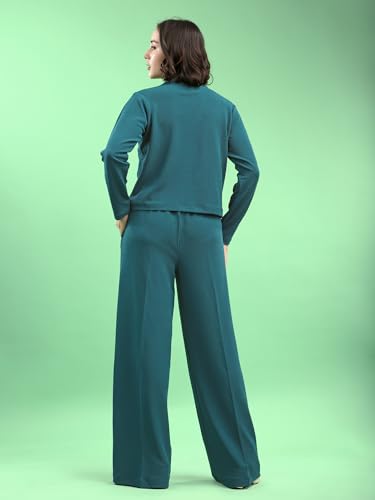 Image of PURVAJA Women's Regular Sleeve Top & Trouser Solid Co-ords