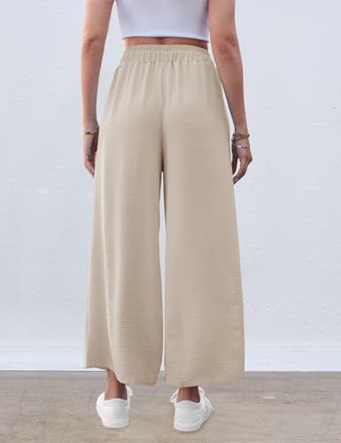Image of ZJCT Wide Leg Palazzo Pants for Women Summer Beach Pants Flowy Loose Casual Lounge Pajama Yoga Pants with Pockets